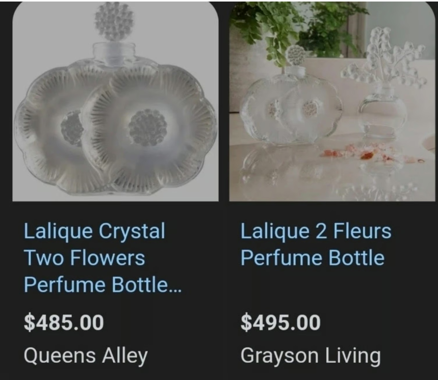 Lalique 2 Fleurs Flacon Empty Crystal Perfume Bottle 1130100