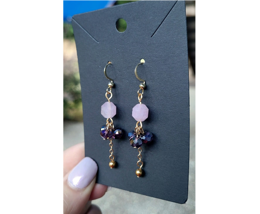 Gold Lavender Amethyst Earrings
