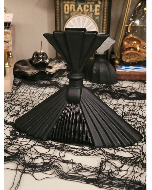 Large Fancy Art Deco Collectable Black Glass Perfume Bottle