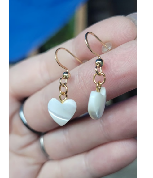 Mother of Pearl Heart Earrings