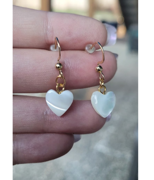 Mother of Pearl Heart Earrings