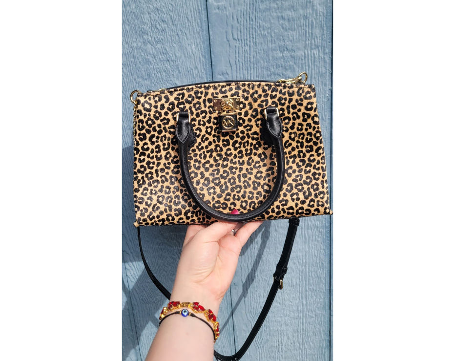 Michael Kors Ruby Small Leopard Print Calf Hair Satchel