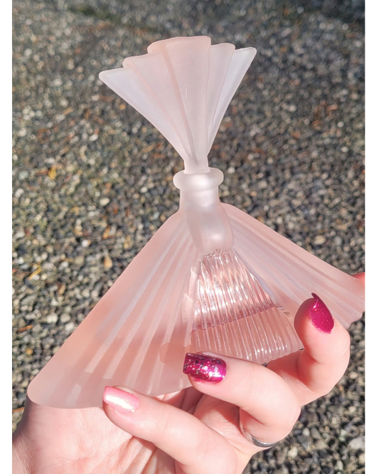 Large Fancy Art Deco Collectable Pink Glass Perfume Bottle