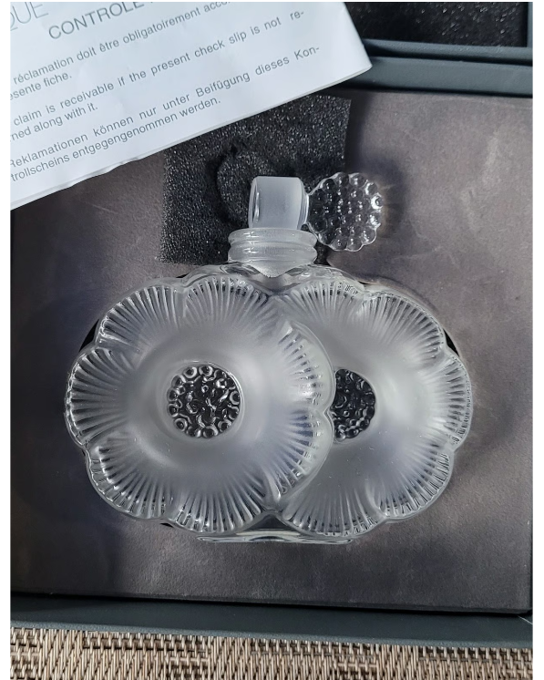 Lalique 2 Fleurs Flacon Empty Crystal Perfume Bottle 1130100