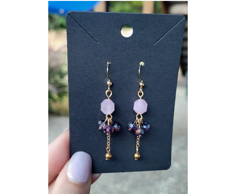 Gold Lavender Amethyst Earrings