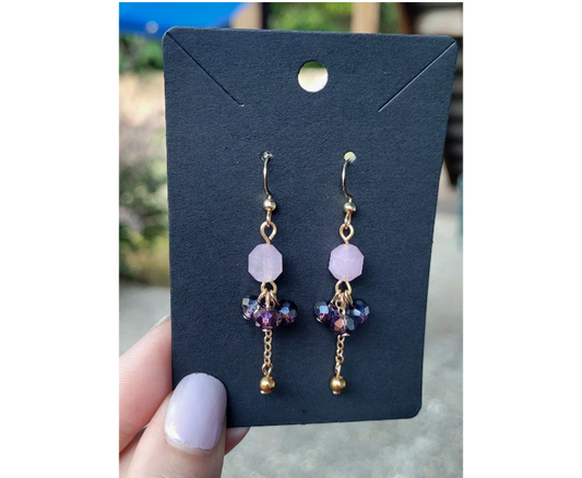 Gold Lavender Amethyst Earrings