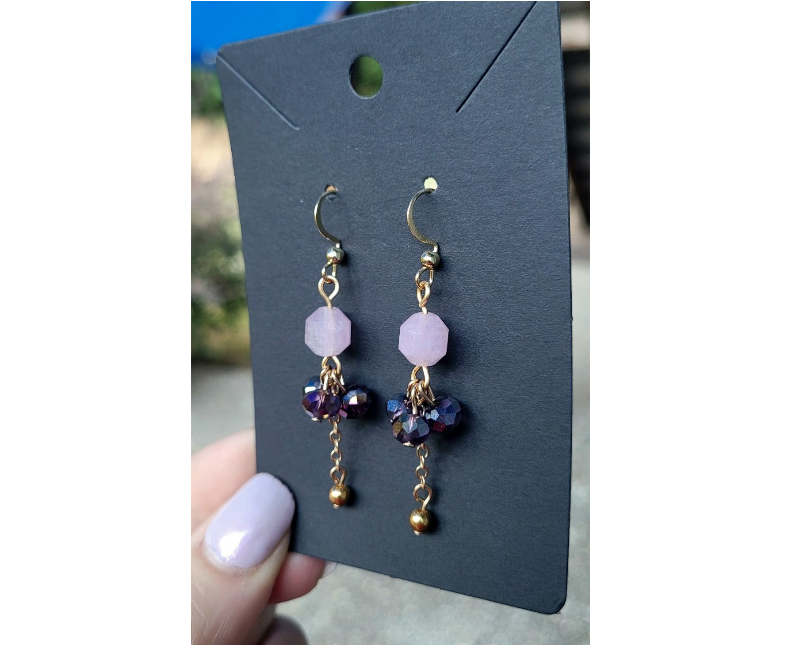 Gold Lavender Amethyst Earrings