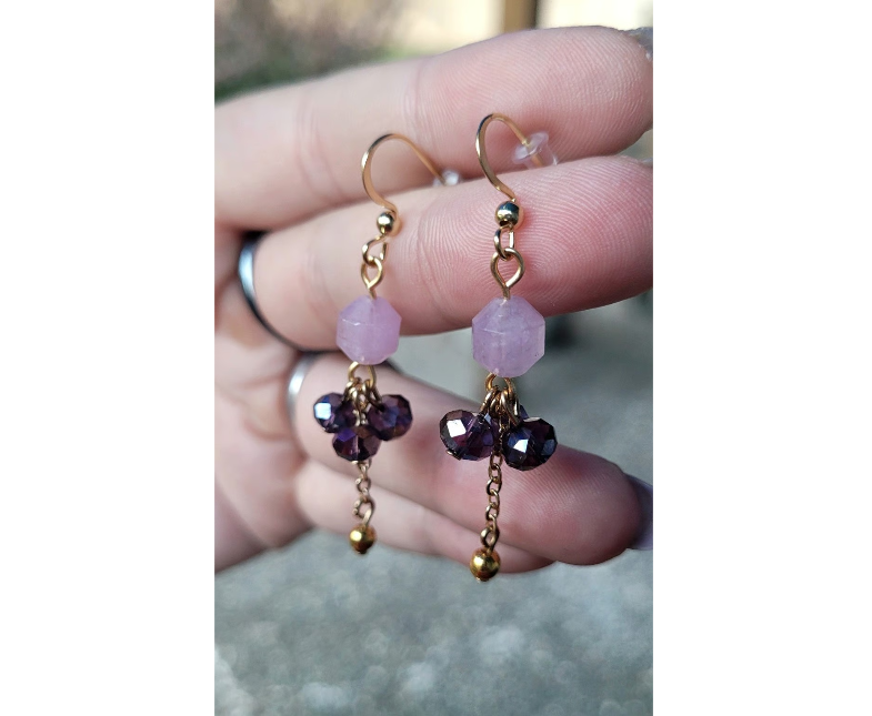 Gold Lavender Amethyst Earrings