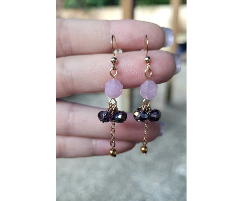 Gold Lavender Amethyst Earrings