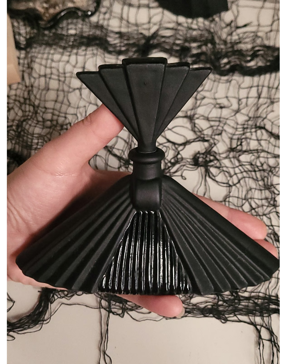 Large Fancy Art Deco Collectable Black Glass Perfume Bottle
