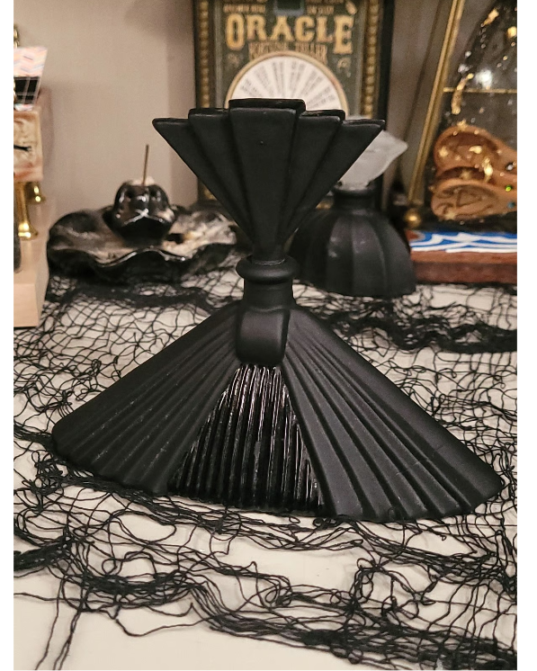 Large Fancy Art Deco Collectable Black Glass Perfume Bottle