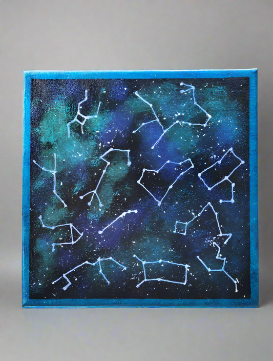 Zodiac Constellation 8 Inch Celestial Galaxy Canvas Painting