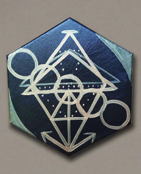 Black and Gold Geometric Hexagon Canvas Painting