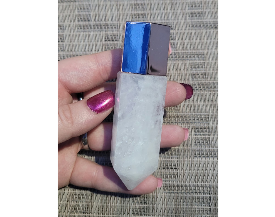 Natural Quartz Essential Oil Massage Roller Single Point Column Empty