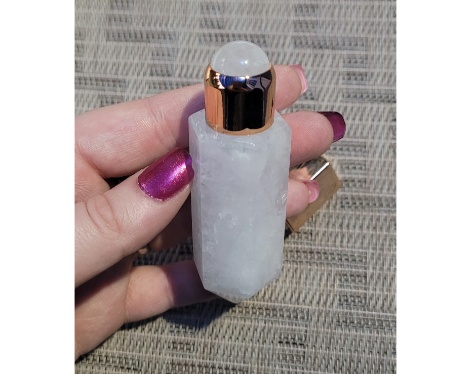 Natural Quartz Essential Oil Massage Roller Single Point Column Empty