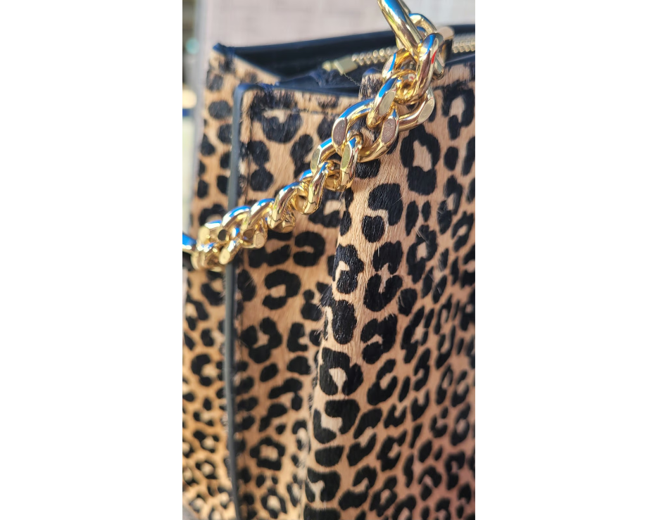Michael Kors Ruby Small Leopard Print Calf Hair Satchel