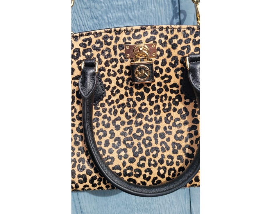 Michael Kors Ruby Small Leopard Print Calf Hair Satchel