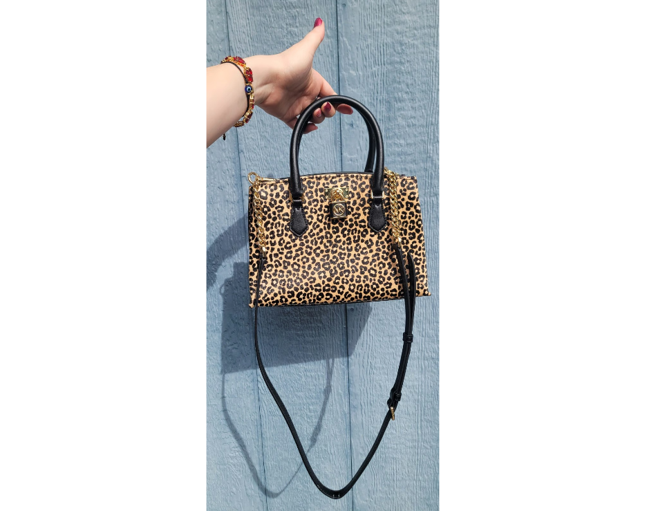Michael Kors Ruby Small Leopard Print Calf Hair Satchel