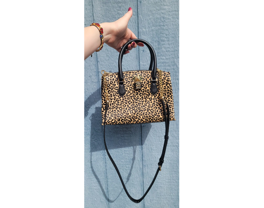Michael Kors Ruby Small Leopard Print Calf Hair Satchel
