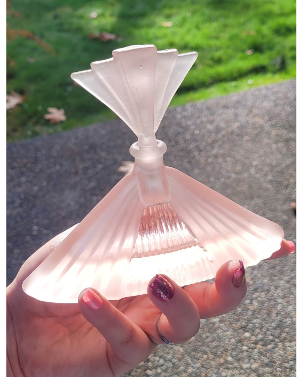 Large Fancy Art Deco Collectable Pink Glass Perfume Bottle