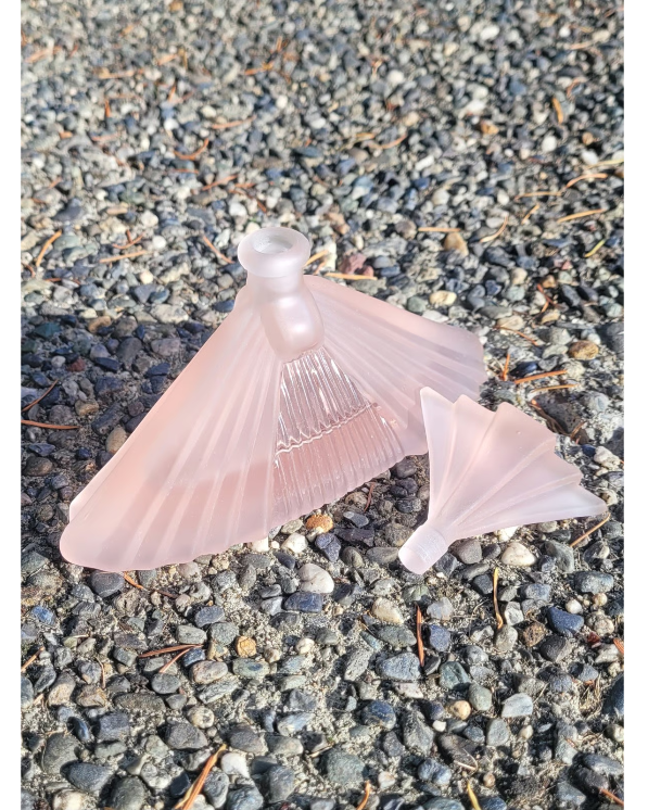 Large Fancy Art Deco Collectable Pink Glass Perfume Bottle