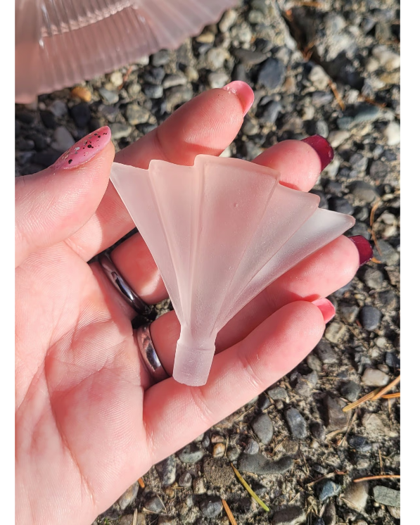 Large Fancy Art Deco Collectable Pink Glass Perfume Bottle