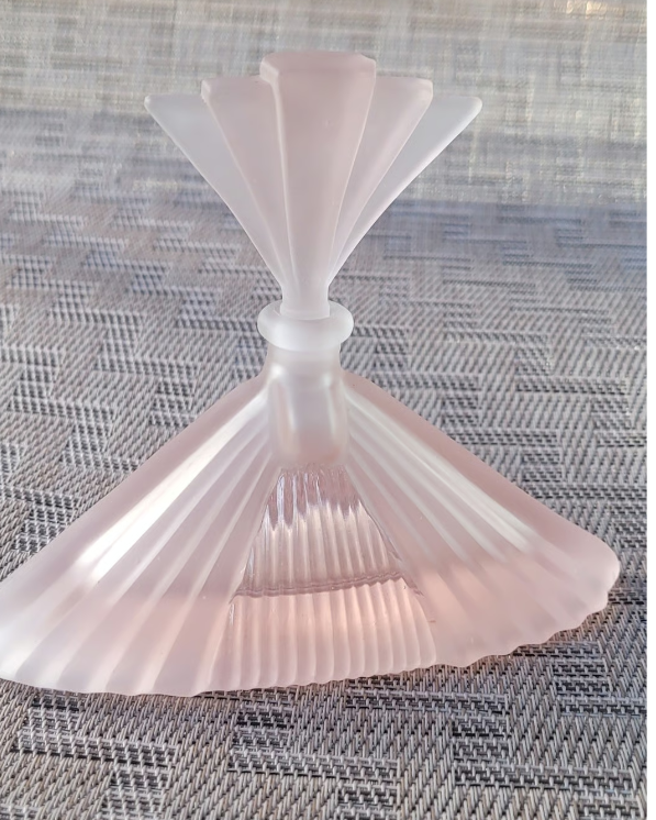 Large Fancy Art Deco Collectable Pink Glass Perfume Bottle
