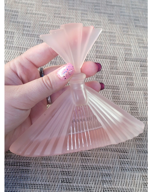 Large Fancy Art Deco Collectable Pink Glass Perfume Bottle